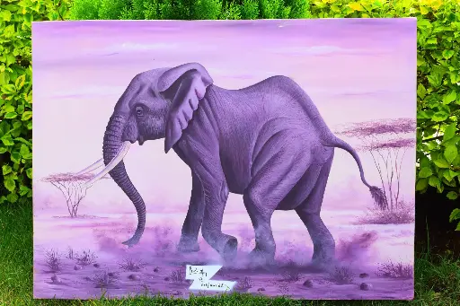 Tusker African Elephant Acrylic Painting - Handcrafted Canvas Art, elephant art, African safari art, stretched canvas, wall hanging