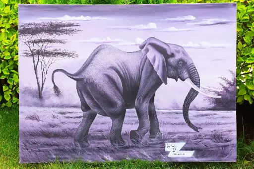 Majestic Tusker, African Elephant,  Acrylic Painting - Wildlife Art , original, Hand-Painted stretched Canvas, wildlife conservation, gifts.